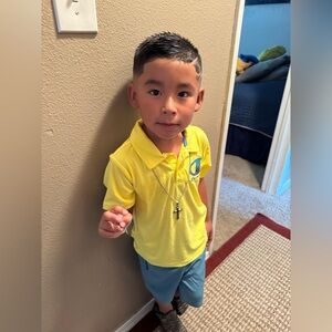 Champion Yellow Kids Polo Shirt and shorts outfit